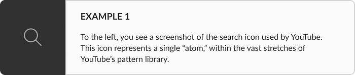 Example 1: A search icon represents a single “atom” within a much larger pattern library.