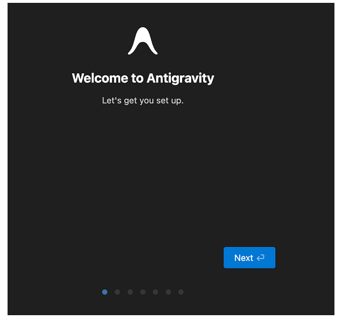 Antigravity 欢迎界面