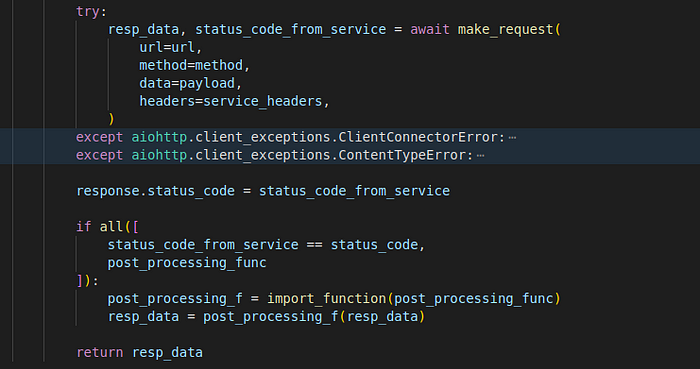 make_request method reverse-proxies the requests to the actual path operation functions