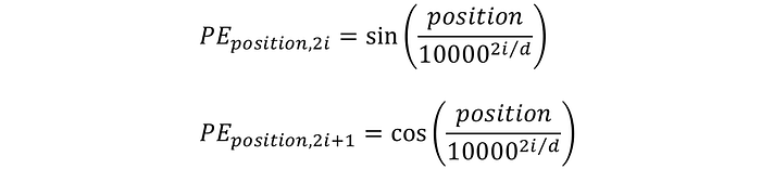 the precise formula for the the positional embedding