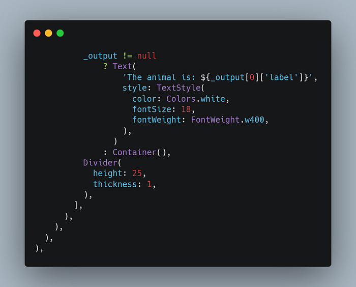 Code: Output display of homepage in lib/home.dart