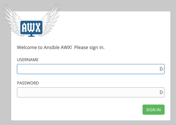 Ansible AWX Login Screen