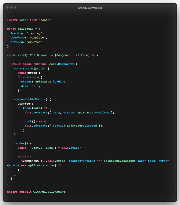 withApiCallOnMount Higher order component