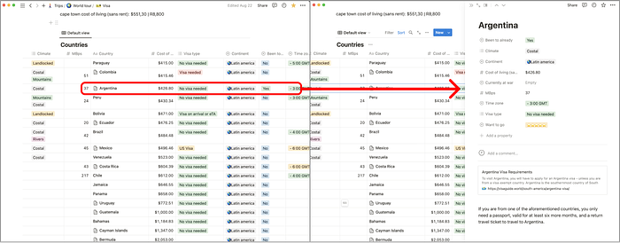 Notion: Datalist arrow to Side Drawer