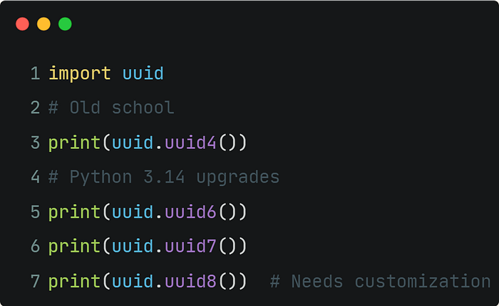 Python 3.14 UUID Upgrade: Why UUIDv6, v7 & v8 Beat uuid4 Forever | by ...