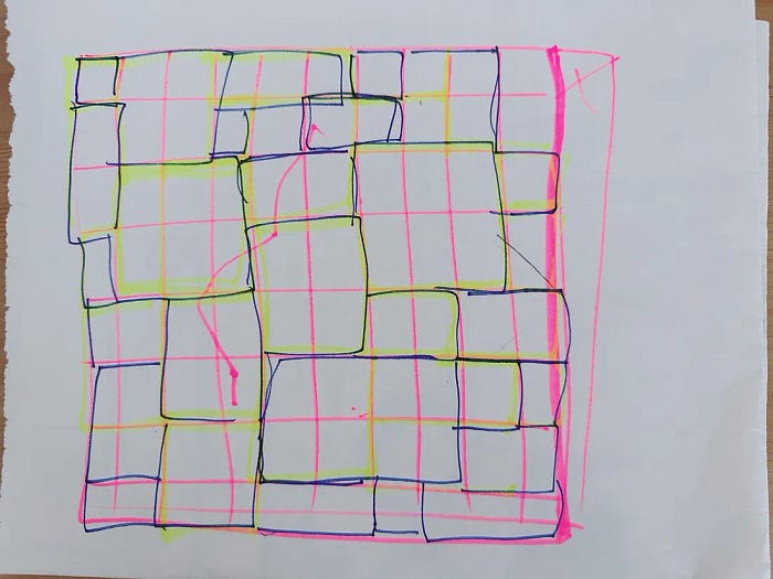 The first draft grid drawing