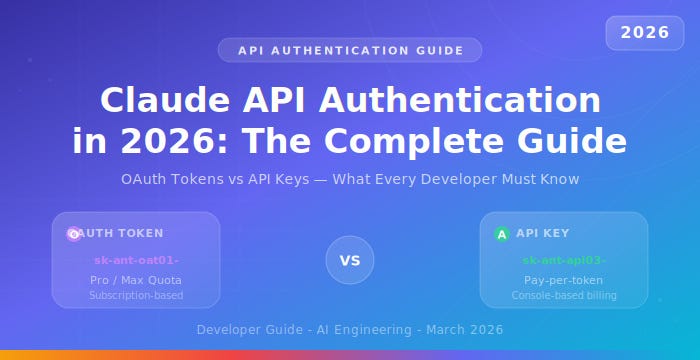 Claude API Authentication in 2026: OAuth Tokens vs API Keys Explained ...