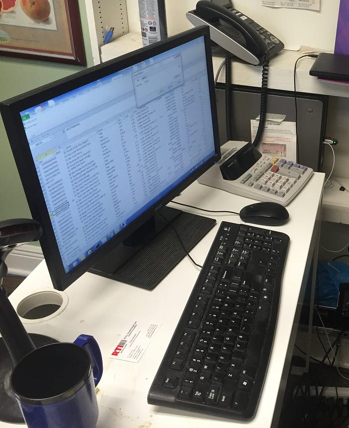 Excel program on an office computer