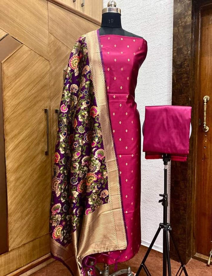 Buy Banarsi Suit Design With Chiffon Silk Saree Online | by Yuvistyle