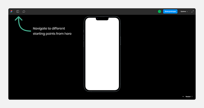 Navigate to different starting points in the “Present” mode