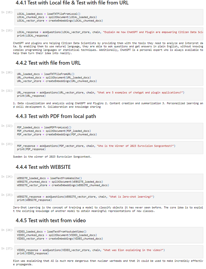 LangChain and HuggingFace Embeddings on 5 different document types