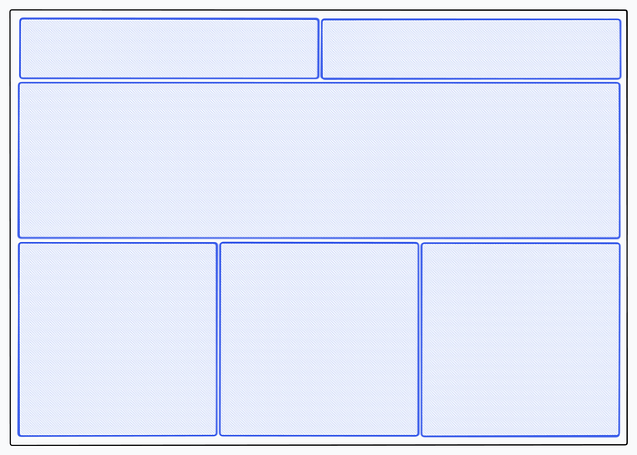 An wireframe of a simple app built with equally sized containers