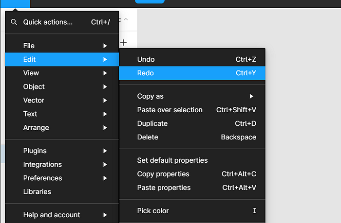 Screenshot of pc screen showing Undo and Redo actions