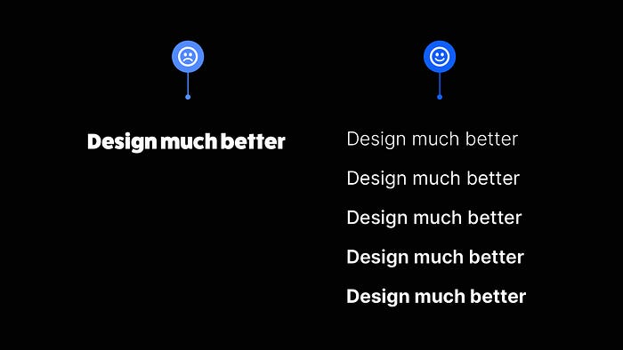Two design examples. One with just one typeface style, and the other with a list of different typeface styles