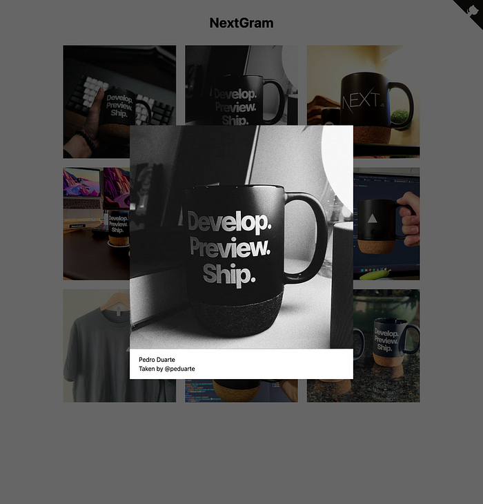 NextGram Next.js intercepting routes example