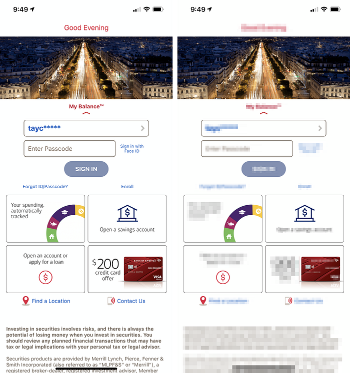 Bank of America App Comparision