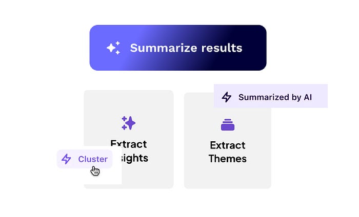 5 examples of AI analysis buttons from various UXR companies