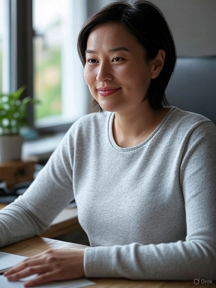 A person engaged in meaningful work or activity, looking focused and content