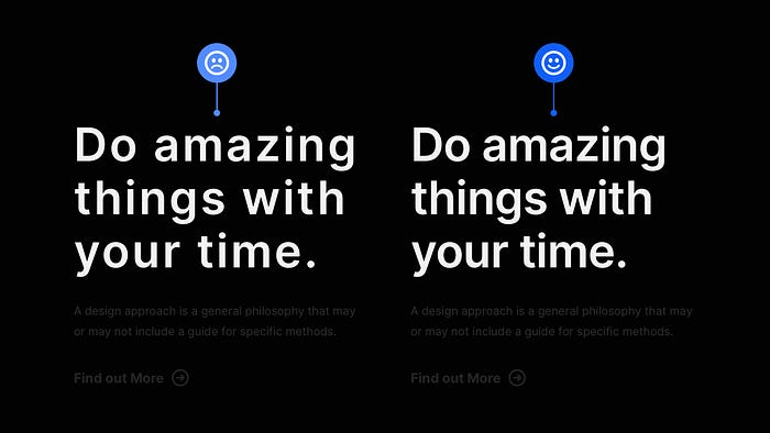 Two design examples. One with a title with too much letter spacing, and the other with reduced letter spacing