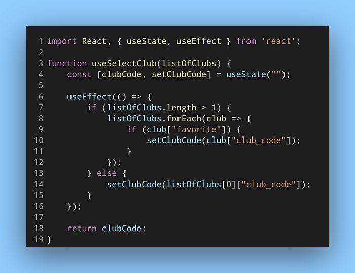 A simple example of a custom React hook.