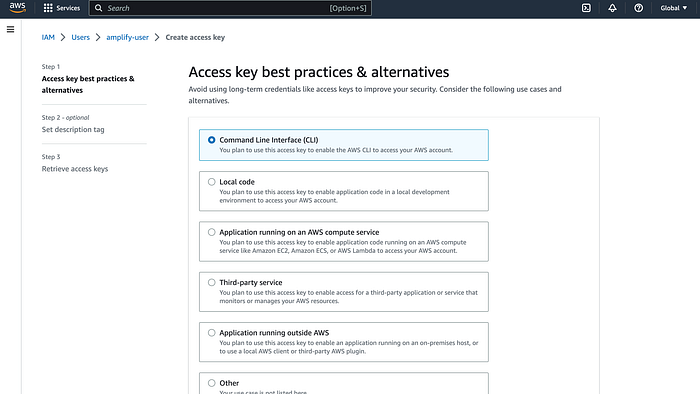 Add CLI access for the access key of IAM User