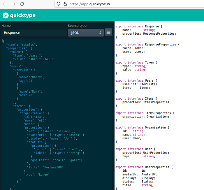 Quicktype.io