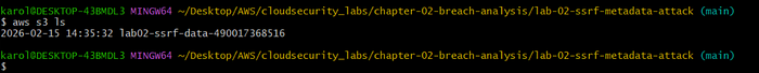 Discovering the private bucket and its sensitive contents via the stolen IAM credentials.