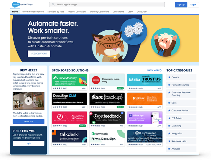 An example of a B2B application marketplace — the Salesforce AppExchange