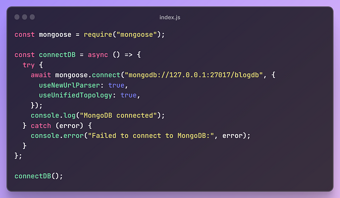 Database connection using mongoose