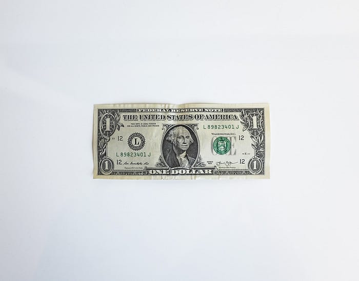 Dollar Bill on White Background