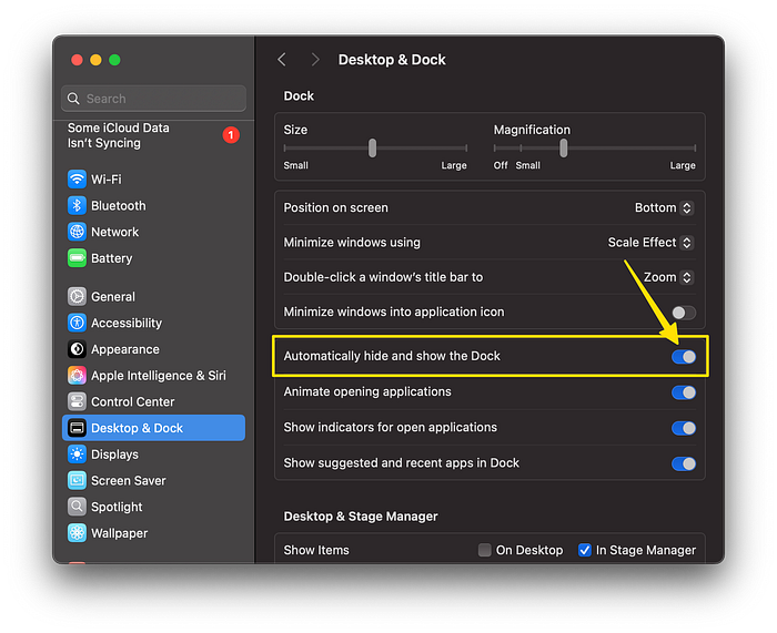 MacOs finder, desktop and dock