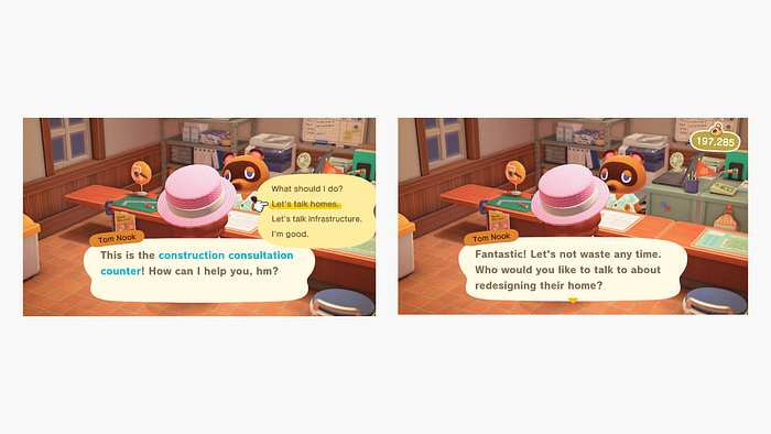 Construction consultation counter in Animal Crossing: New Horizons