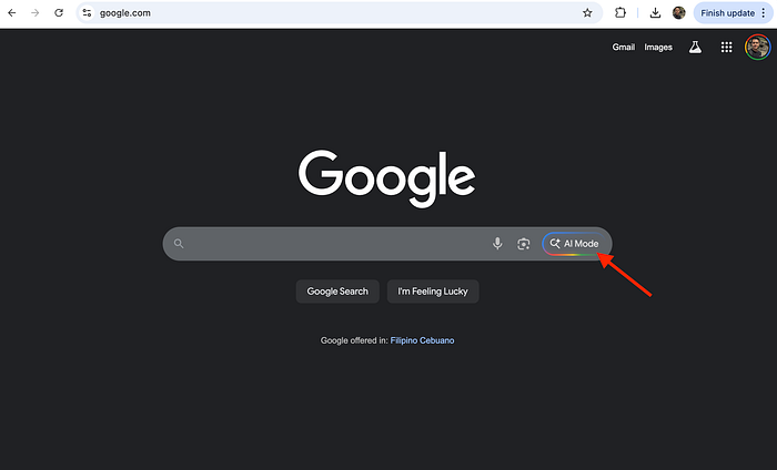 Accessing AI mode in Google Search. Image by Jim Clyde Monge