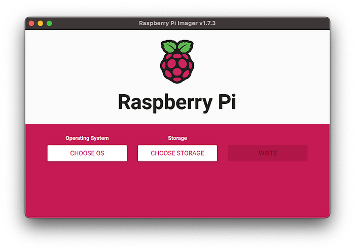 Screenshot of the Raspberry Pi Imager app