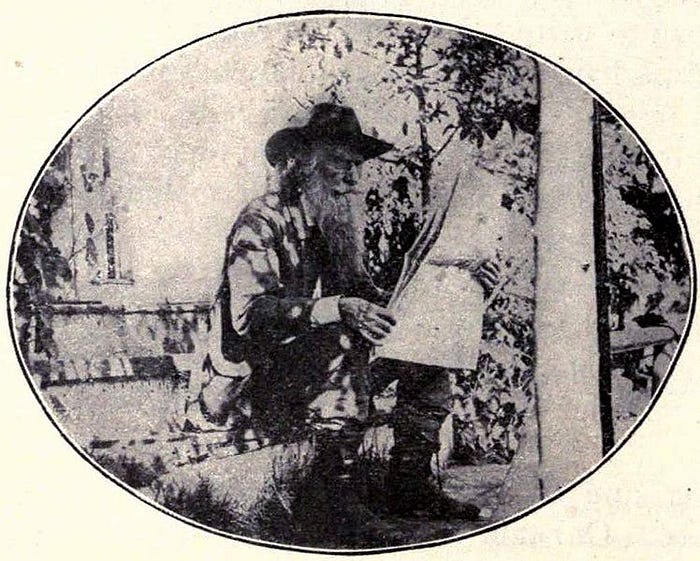 Photo of Joaquin Miller in 1905 at his home in “The Hights”