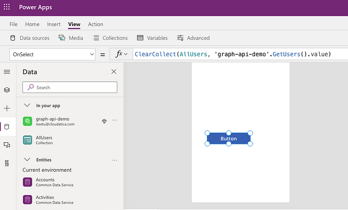 Using custom connector in Power Apps app — Cloudatica example