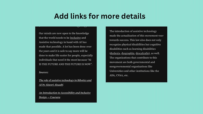 A page with links and one without a link compared
