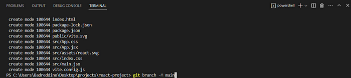 In the terminal, Rename the master branch to main