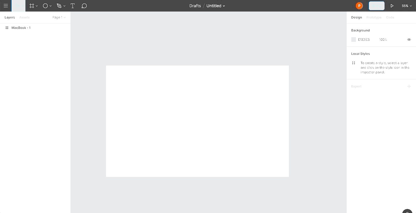 A GIF showcasing how to set Default Properties like Fill, Stroke, etc. for shapes in Figma.