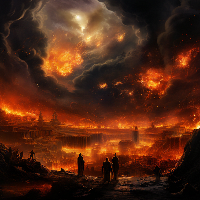 A magic fire out of control and consuming the landscape.