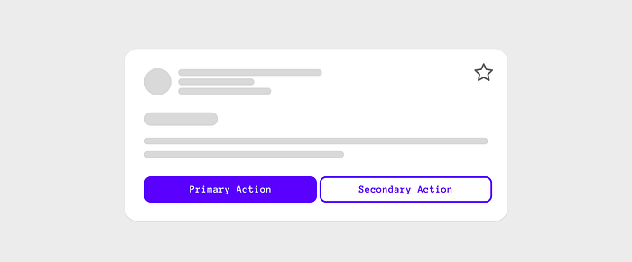 card showing a primary button on the left and secondary on the right