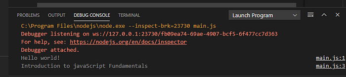 Running code on the console.