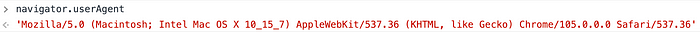 content of the userAgent property