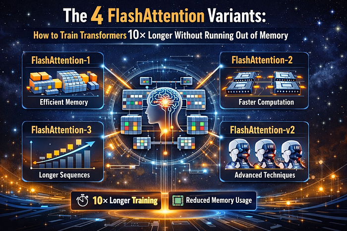 The 4 Flash Attention Variants: How to Train Transformers 10× Longer Without Running Out of Memory