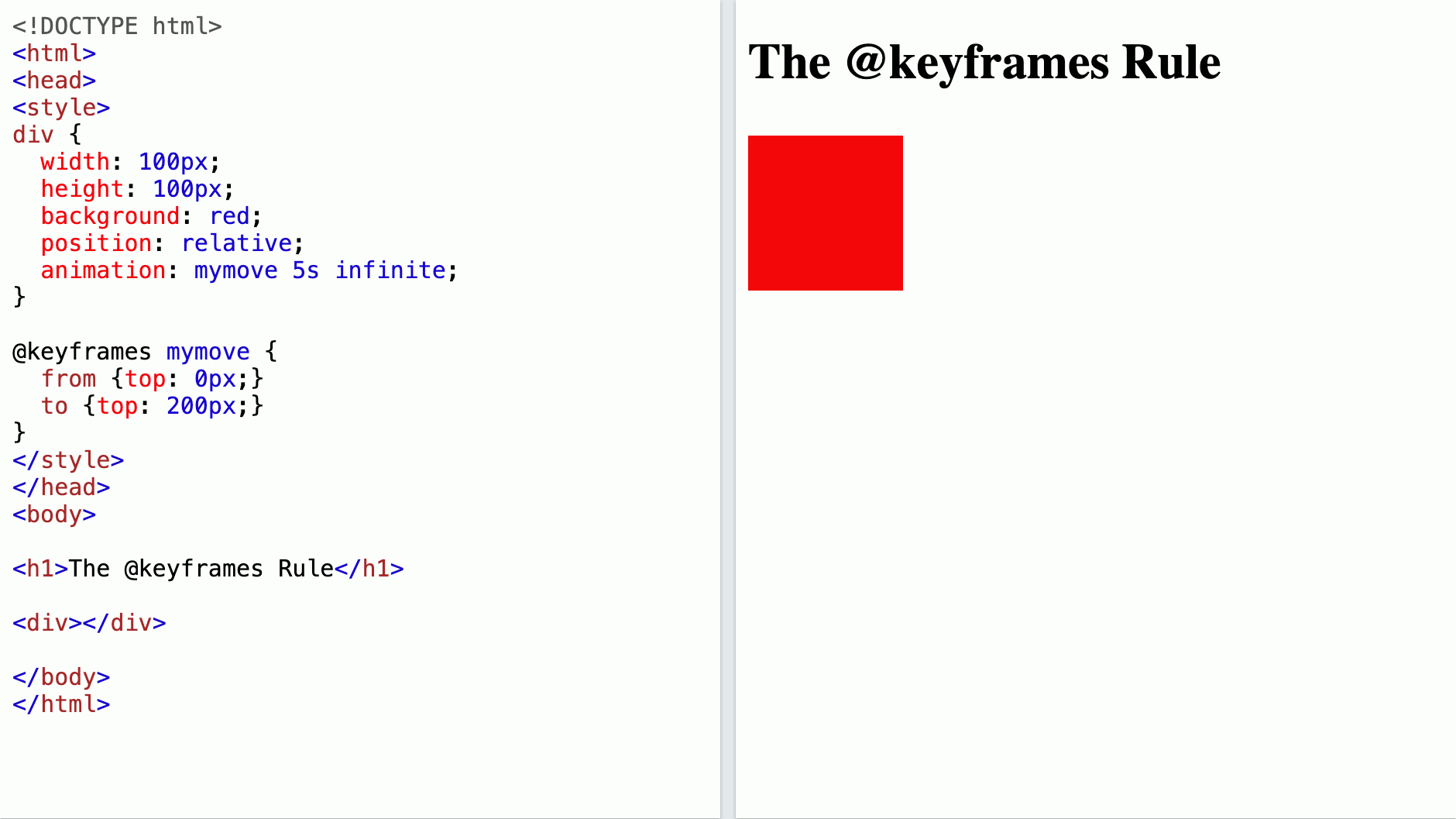 CSS @keyframes Rule