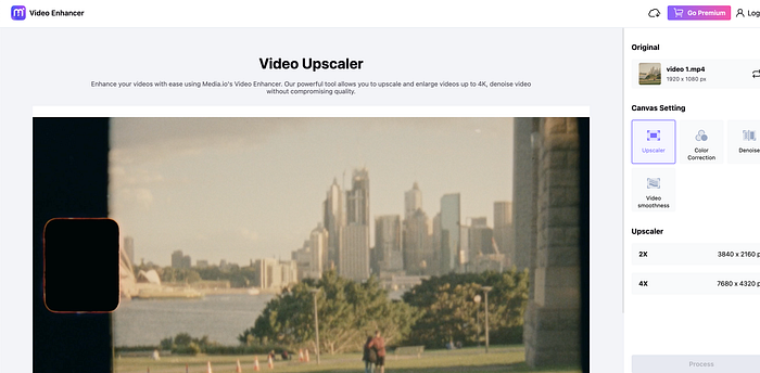 Media.io upscaler drag and drop a video