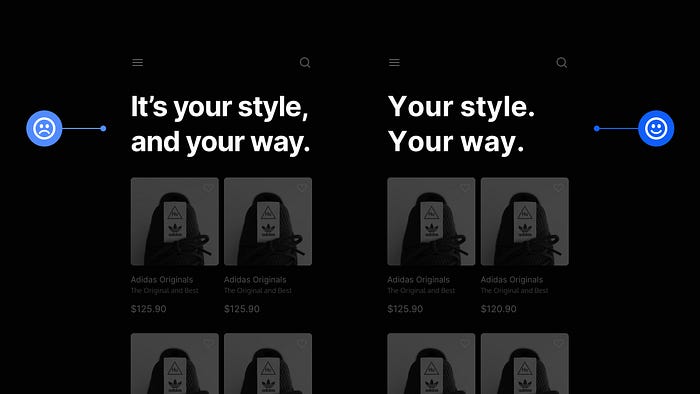 Two design examples. One with the title ‘It’s your style, and your way’, and the other with simply ‘Your style. Your way.’