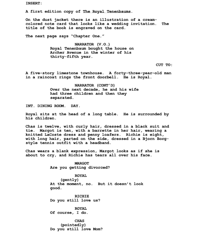 Page One “The Royal Tenenbaums” (2001) Go Into The Story