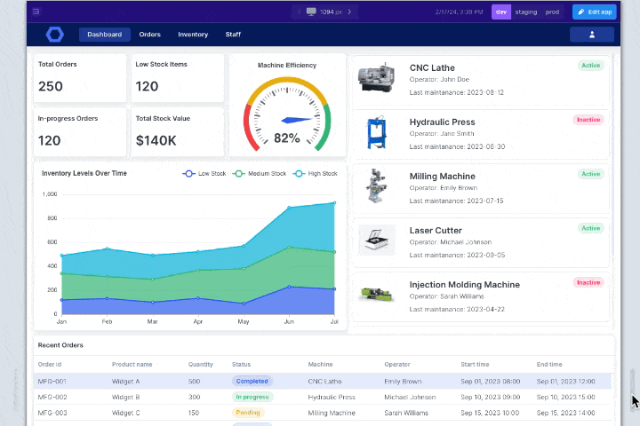 A video of a UI Bakery-created app on different breakpoints
