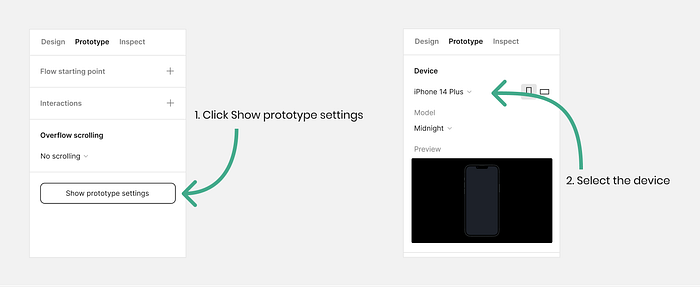 Selecting a device to present your Figma prototype